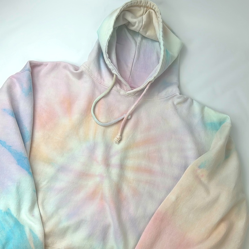 Dreamsicle Pastel Tye Dye Hoodie. X-Large. Pastel Blue, Pink, Orange, Peach. - Picture 3 of 9